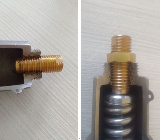 Latunnyy, prizhimnoy shtift. Kontrgayka